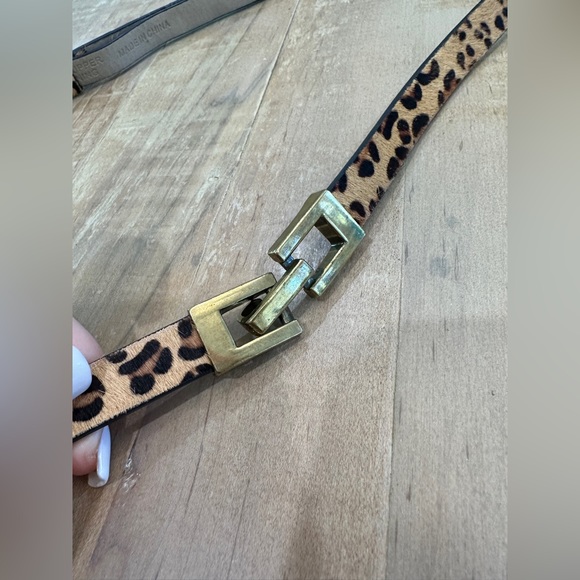 Another line women’s calf hair leather belt print animal print adjustable slide - Picture 7 of 10